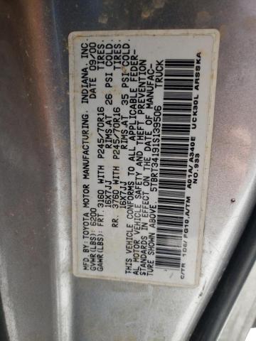 5TBRT34191S139506 - 2001 TOYOTA TUNDRA ACCESS CAB 银色 照片 10