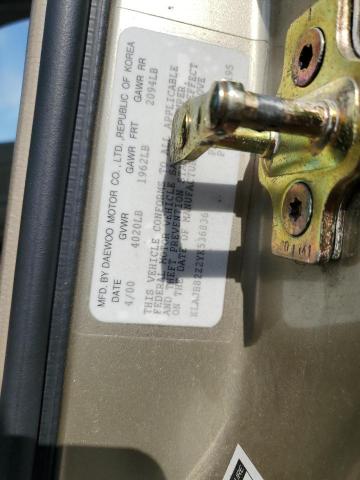 KLAJB82Z2YK536836 - 2000 DAEWOO NUBIRA CDX Qızıl foto 12