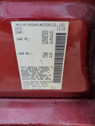 1N4AL3AP2FN370229 - 2015 NISSAN ALTIMA 2.5 RED photo 12