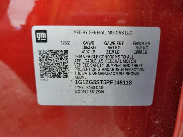 1G1ZG5ST5PF148118 - 2023 CHEVROLET MALIBU RS Rouge photo 12