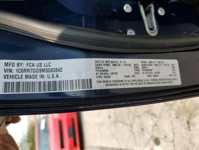 1C6RR7GG9MS583842 - 2021 RAM 1500 CLASS SLT 蓝色 照片 12