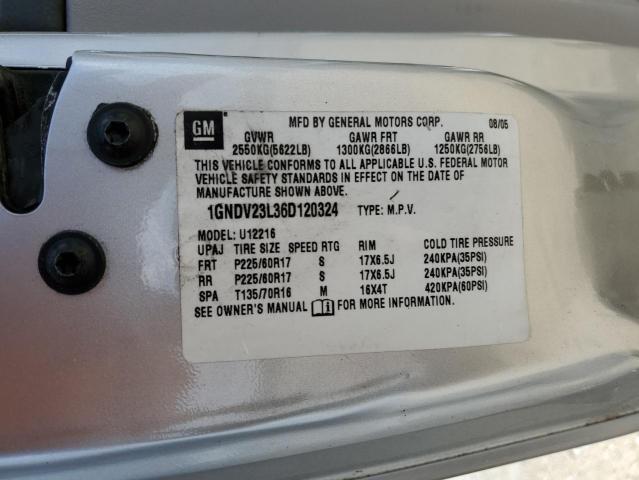 1GNDV23L36D120324 - 2006 CHEVROLET UPLANDER LS 银色 照片 13