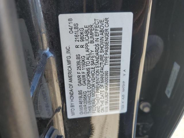 19UUB2F46KA000360 - 2019 ACURA TLX TECHNOLOGY 黑色 照片 12