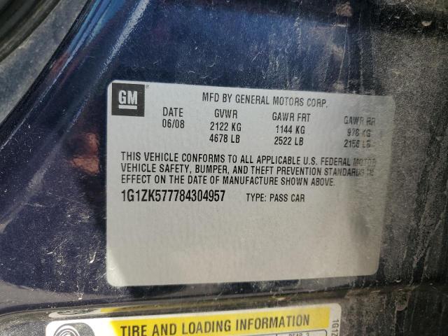 1G1ZK577784304957 - 2008 CHEVROLET MALIBU LTZ ლურჯი ფოტო 12