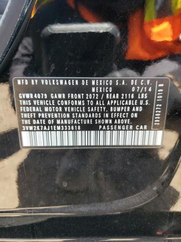 3VW2K7AJ1EM333618 - 2014 VOLKSWAGEN JETTA BASE 黑色 照片 12