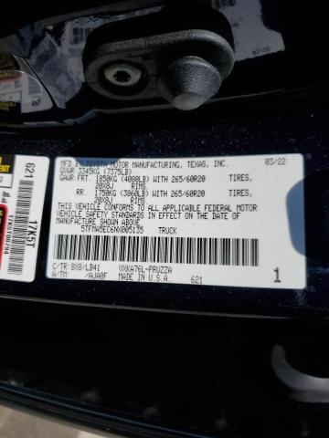 5TFMA5EC6NX005135 - 2022 TOYOTA TUNDRA CREWMAX PLATINUM შავი ფოტო 12