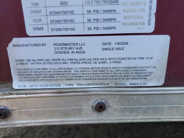 5DT211E1561057939 - 2006 ROAD TRAILER RED photo 10