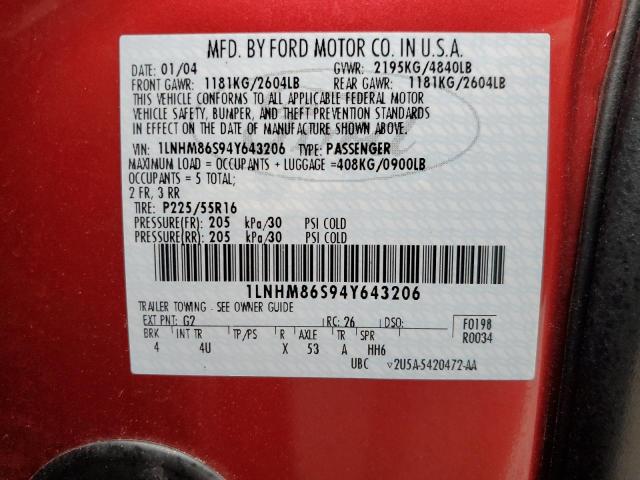 1LNHM86S94Y643206 - 2004 LINCOLN LS 红色 照片 13