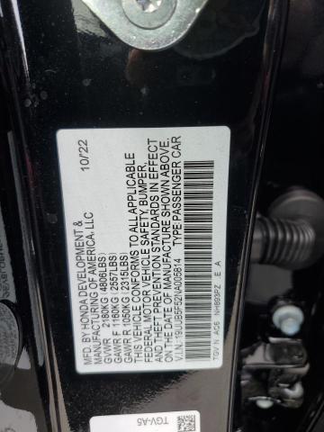 19UUB5F52NA005814 - 2022 ACURA TLX TECH A BLACK photo 12