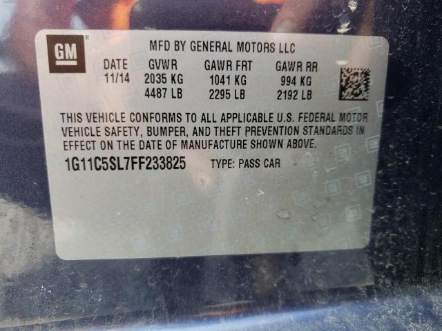 1G11C5SL7FF233825 - 2015 CHEVROLET MALIBU 1LT 蓝色 照片 12