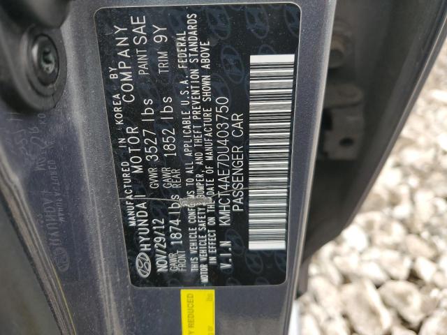 KMHCT4AE7DU403750 - 2013 HYUNDAI ACCENT GLS ნაცრისფერი ფოტო 12