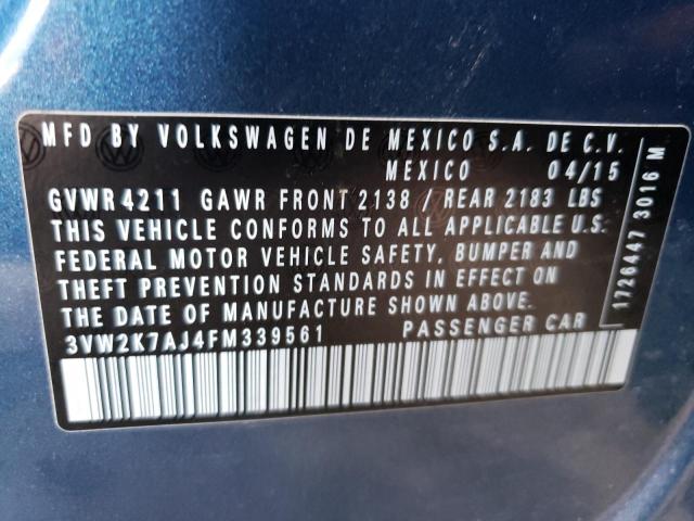 3VW2K7AJ4FM339561 - 2015 VOLKSWAGEN JETTA BASE 蓝色 照片 13