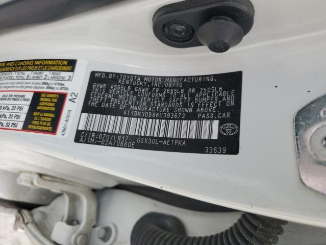 4T1BK3DB8BU393673 - 2011 TOYOTA AVALON BASE WHITE photo 12