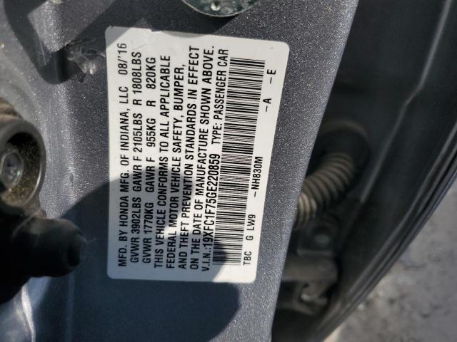 19XFC1F75GE220859 - 2016 HONDA CIVIC EXL 银色 照片 13