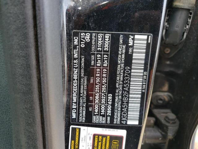 4JGDA5HB2FA533709 - 2015 MERCEDES-BENZ ML 350 4MATIC BLACK photo 13