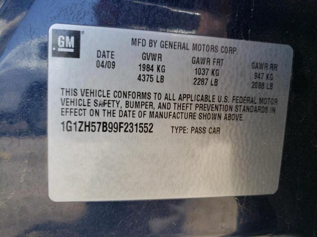 1G1ZH57B99F231552 - 2009 CHEVROLET MALIBU 1LT BLUE photo 12