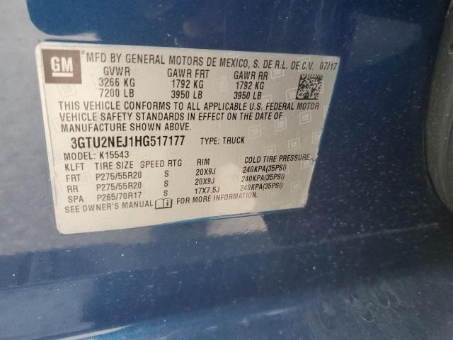 3GTU2NEJ1HG517177 - 2017 GMC SIERRA K1500 SLT BLUE photo 12