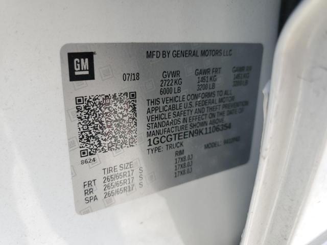 1GCGTEEN9K1106354 - 2019 CHEVROLET COLORADO ZR2 WHITE photo 12