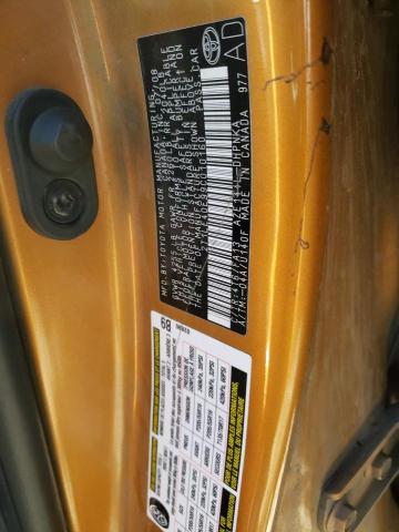 2T1LE40E99C010160 - 2009 TOYOTA MATRIX S Ոսկեգույն լուսանկար 12