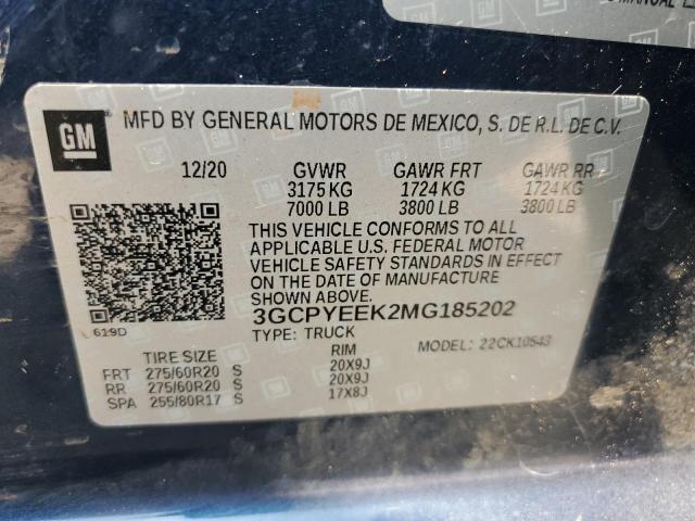 3GCPYEEK2MG185202 - 2021 CHEVROLET SILVERADO K1500 RST BLUE photo 12