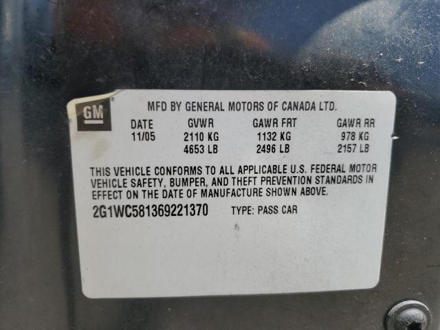 2G1WC581369221370 - 2006 CHEVROLET IMPALA LT BLACK photo 12