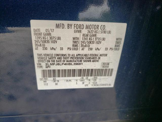 2LMPJ8LP4HBL39681 - 2017 LINCOLN MKX RESERVE BLUE photo 13