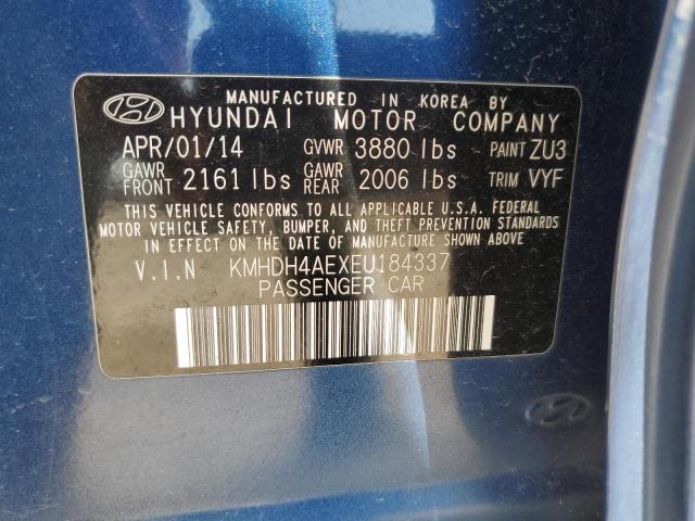 KMHDH4AEXEU184337 - 2014 HYUNDAI ELANTRA SE BLUE photo 12