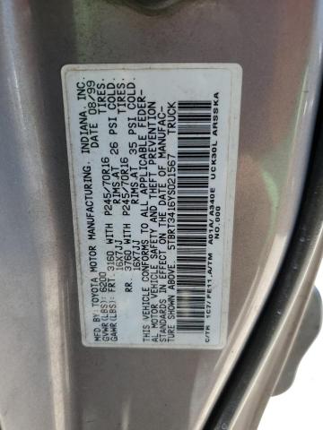 5TBRT3416YS021567 - 2000 TOYOTA TUNDRA ACCESS CAB SILVER photo 13