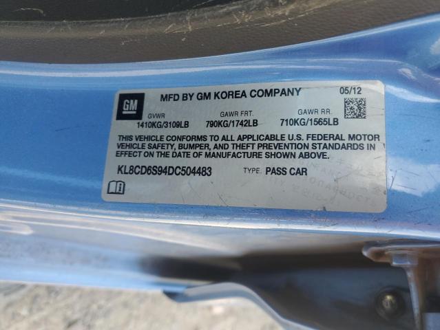 KL8CD6S94DC504483 - 2013 CHEVROLET SPARK 1LT BLUE photo 12