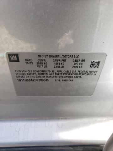 1G11H5SA2DF309545 - 2013 CHEVROLET MALIBU LTZ ვერცხლისფერი ფოტო 12