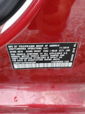 1VWDT7A37HC033286 - 2017 VOLKSWAGEN PASSAT R-LINE ბურგუნდია ფოტო 12