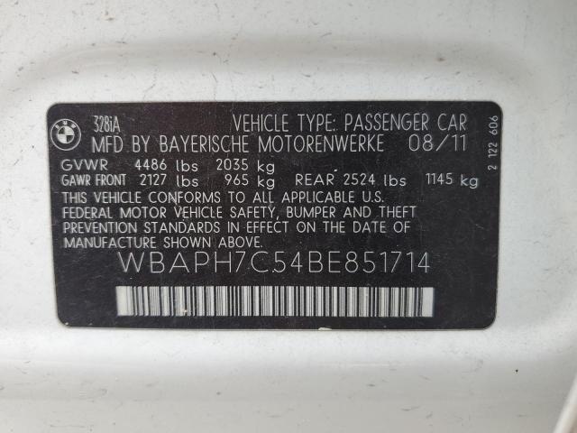 WBAPH7C54BE851714 - 2011 BMW 328 I WHITE photo 12