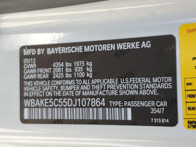 WBAKE5C55DJ107864 - 2013 BMW 328 I SULEV SILVER photo 12