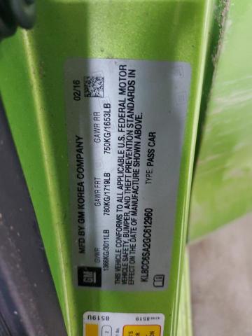 KL8CC6SA2GC612960 - 2016 CHEVROLET SPARK 1LT მწვანე ფოტო 12