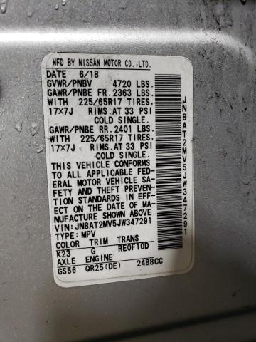 JN8AT2MV5JW347291 - 2018 NISSAN ROGUE S SILVER photo 13