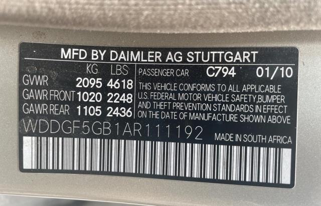 WDDGF5GB1AR111192 - 2010 MERCEDES-BENZ C 350 GOLD photo 10