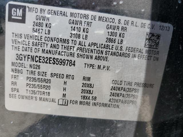 3GYFNCE32ES599784 - 2014 CADILLAC SRX PERFORMANCE COLLECTION Szary zdjęcie 14