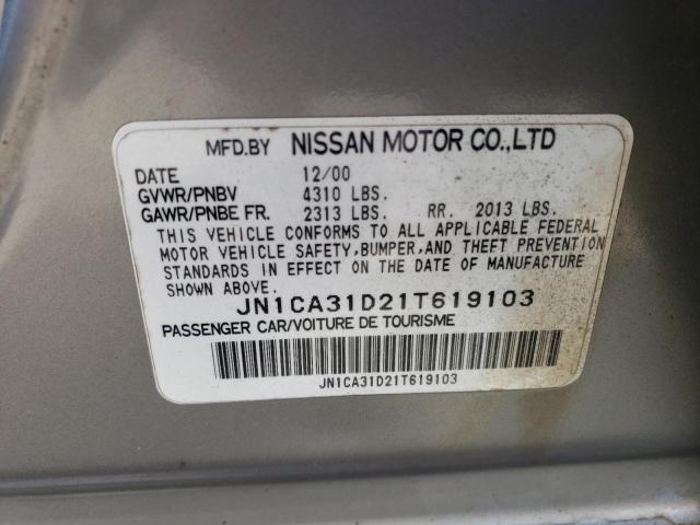 JN1CA31D21T619103 - 2001 NISSAN MAXIMA GXE SILVER photo 12