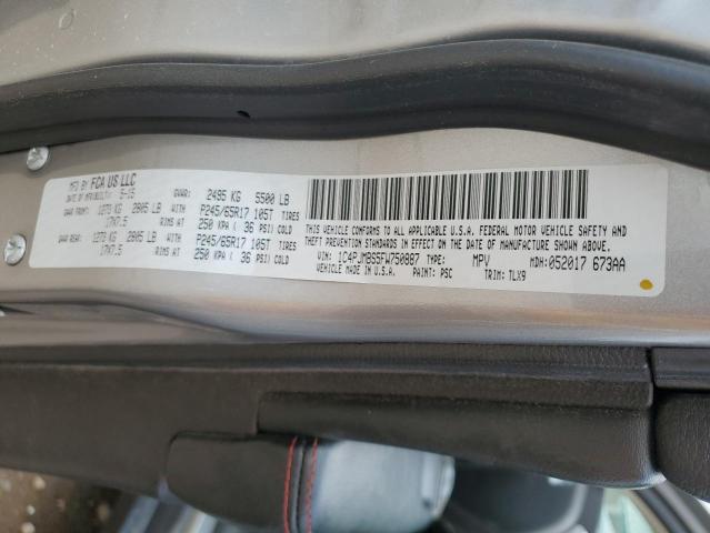 1C4PJMBS5FW750887 - 2015 JEEP CHEROKEE TRAILHAWK SILVER photo 12