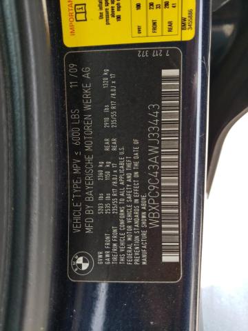 WBXPC9C43AWJ33443 - 2010 BMW X3 XDRIVE30I Mavi foto 13