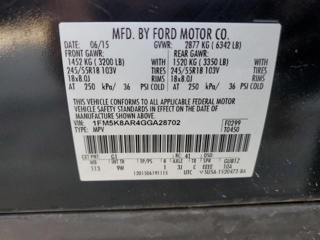 1FM5K8AR4GGA28702 - 2016 FORD EXPLORER POLICE INTERCEPTOR BLACK photo 13