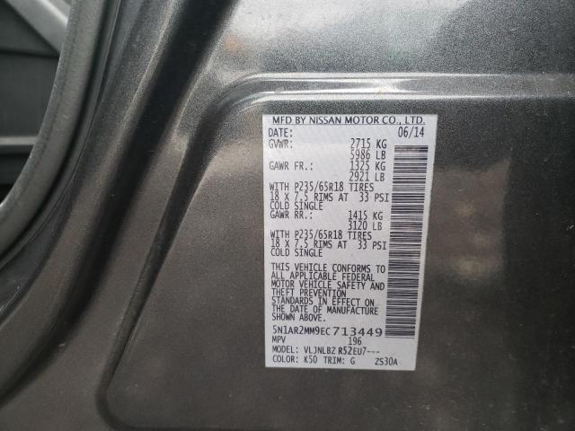 5N1AR2MM9EC713449 - 2014 NISSAN PATHFINDER S GRAY photo 14