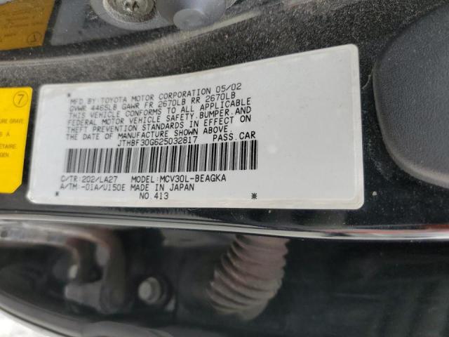 JTHBF30G625032817 - 2002 LEXUS ES 300 BLACK photo 10