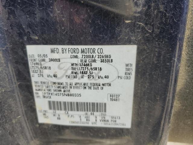 1FTPX14575NB80335 - 2005 FORD F 150 BLUE photo 12