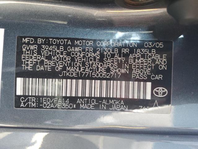 JTKDE177150052717 - 2005 TOYOTA SCION TC GRAY photo 12