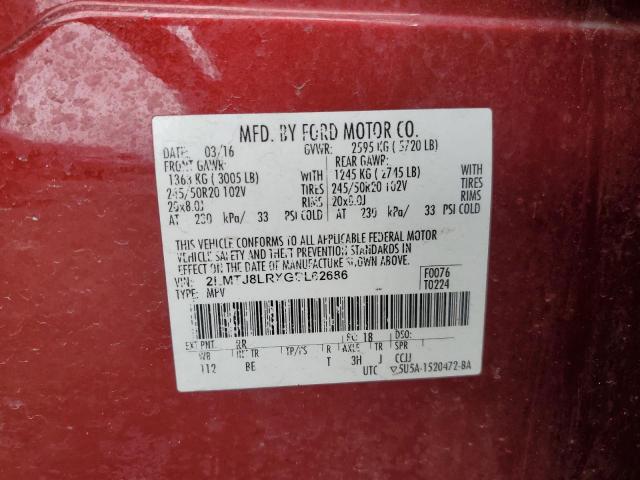 2LMTJ8LRXGBL62686 - 2016 LINCOLN MKX RESERVE RED photo 13