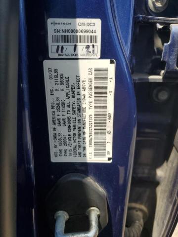 19UUA76537A021375 - 2007 ACURA TL TYPE S BLUE photo 12