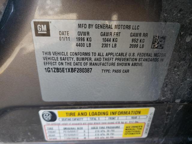 1G1ZB5E1XBF280387 - 2011 CHEVROLET MALIBU LS GRAY photo 12