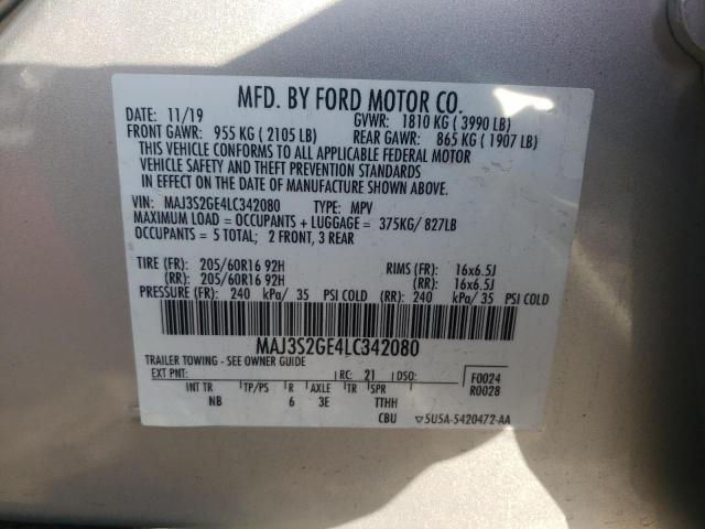 MAJ3S2GE4LC342080 - 2020 FORD ECOSPORT SE 银色 照片 13