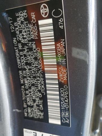 JTDKARFP7H3063850 - 2017 TOYOTA PRIUS PRIM ნაცრისფერი ფოტო 12